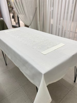 İnci Düşü Güpür Kumaş Hazır Runner Ve Masa Örtüsü Seti