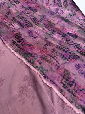İpeker Mosaic Bloom Jakar İpek Cupro Kumaş Gül Mürdüm