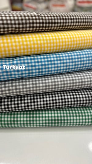 Mini Kareli Desen Poly Poplin Kumaş Turkuaz