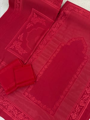 Rose Seccade, Kare Örtü Ve İkili Havlu Set Kırmızı