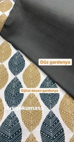 Geometrik Yaprak Desen Gardenya Kumaş