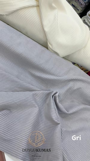 Gri Çizgili Etuval Şönil Pike Kumaş 