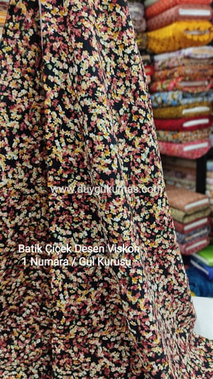 Gül Kurusu Batik Çiçek Desen Çift En Viskon