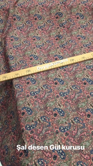 Gül Kurusut Rengi Şal Desen Fitilli Kadife Kumaş