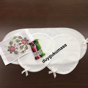 Gül ve Gonca Desenli Şablon Ve İpler Dahil Oval Set (DK 42)