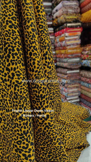 Hardal Leopar Popart Desen Çift En Viskon