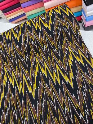 Hardal Rengi Zigzag Desenli Belmando Dökümlü Kumaş