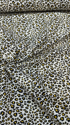 Hardal Siyah Leopar Desen Poplin D725