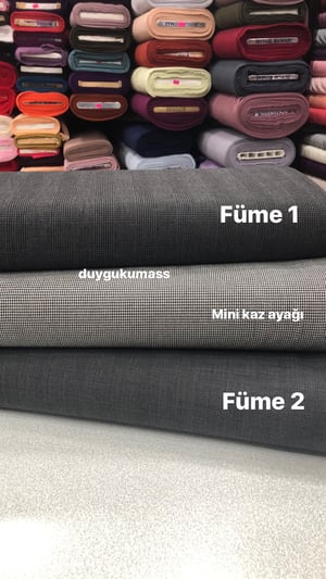İnce Kareli Füme Gabardin Kumaş