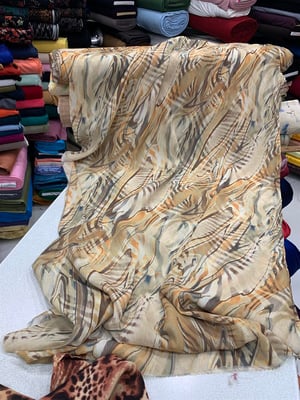 Kahve Soyut Desenli Bürümcük Şifon Dk 306