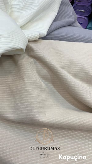 Kapuçino Çizgili Etuval Şönil Pike Kumaş 