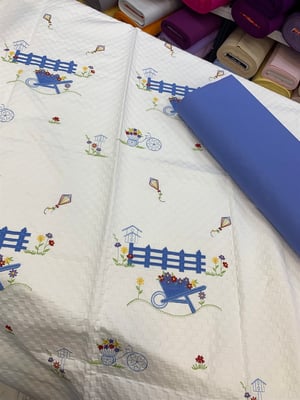 Mavi Çitli Mutlu Çiftlik Aplikeli Bebek pikesi
