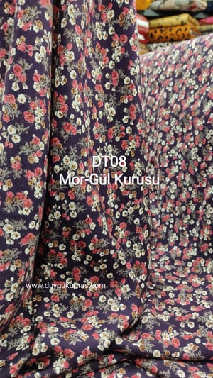 Mor Gül Kurusu Desenli DT08 Tek En Viskon