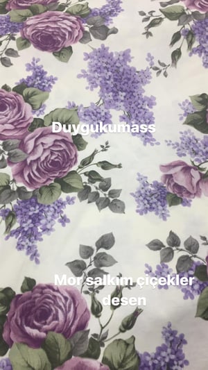 Mor Salkım Çiçekler Desen Duck Keteni