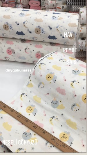 Müslin Bezi Neşeli Gökyüzü Desen
