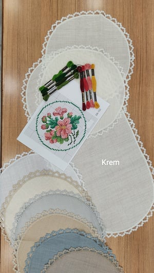 Papatya Desen Güpür Detaylı Oda Takımı DK 102 nolu Şablon ve İpler Dahil