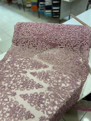 Pastel Lila Güpür Runner Kumaş DGR27