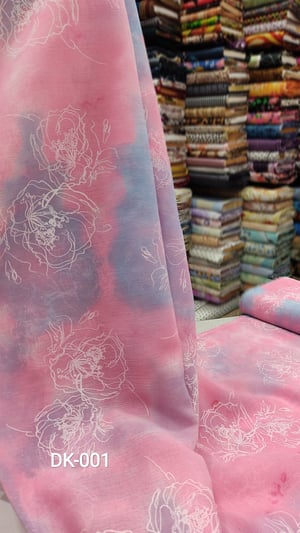 Pembe Çiçek Desenli Keten Şifon Dk 001