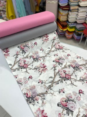 Pembe Detaylı Daldaki Buketler Desenli Akfil D122