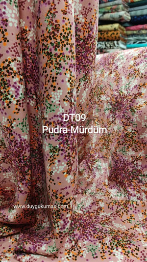 Pudra Mürdüm Desenli DT09 Tek En Viskon