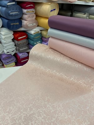 Pudra Pembesi Avangart Yaprak Desen Etuval İpek Şönil Pike Kumaş 