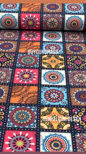 Renkli Çini Desen Gardenya Kumaş