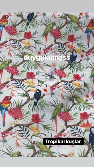 Tropikal Kuşlar Gardenya Kumaş