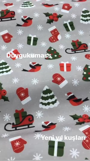 Yeni Yıl Kuşları Desen Gardenya Kumaş