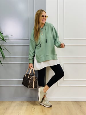 Anabella Gömlekli Çağla Yeşili Sweatshirt