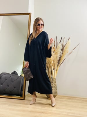 Arka Nakışlı Pencere Kol Oversize Elbise