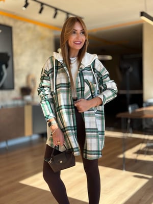 Arka Sweat Detay Ekru Yeşil Oduncu Gömlek Ceket