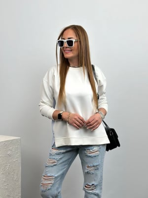 Beyaz Arka Gömlek Detay Sweatshirt