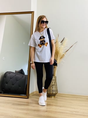 Beyaz Ayıcık Baskılı Tshirt