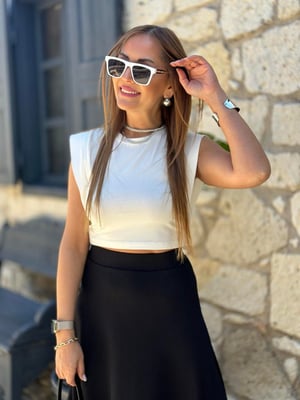 Beyaz Geniş Kol Crop