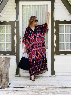 Craft Desen V Yaka Boho Elbise