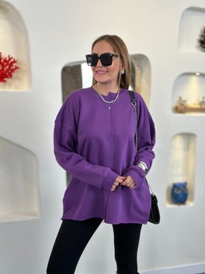Dikiş Detaylı Mor Salaş Sweat