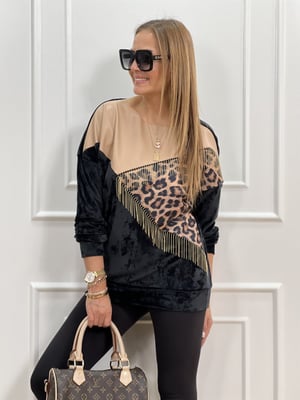 Gold Zincirli Leopar Bluz