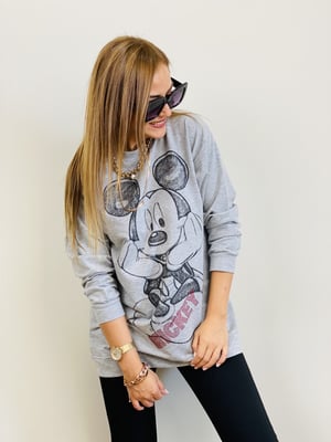 Gri Mickey Baskılı Sweat