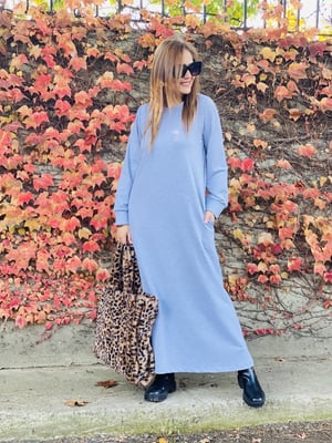 Gri Uzun Basic Sweat Elbise