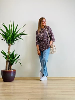 Kahve Leopar Yarım Kol Sweatshirt