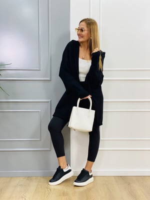 Kapşonlu Oversize Siyah Hırka