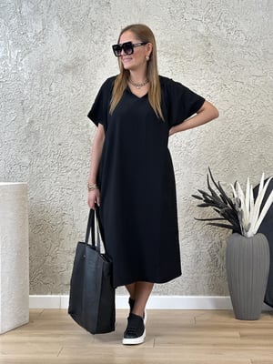 Kapüşonlu Oversize Salaş Siyah Elbise