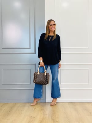 Kayık Yaka Siyah Oversize Triko