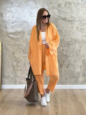 Kimonolu Kayısı Müslin İkili Takım