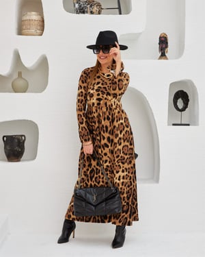Leopar Maxi Elbise