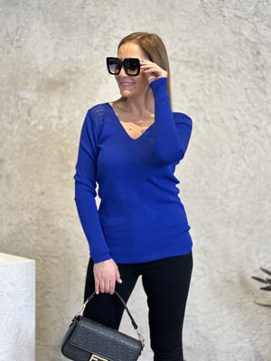 Omuz File Detay Saks Oversize Triko