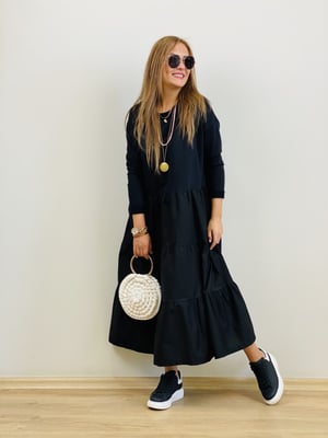 Önü Poplin Detaylı Sweat Elbise