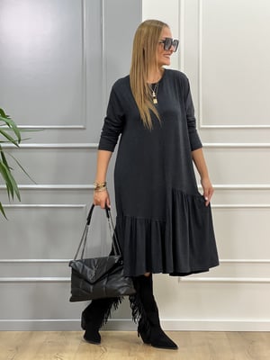 Oversize Asimetrik Füme Elbise