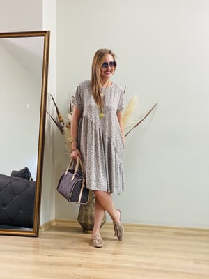 Oversize Çıtır Desen Elbise