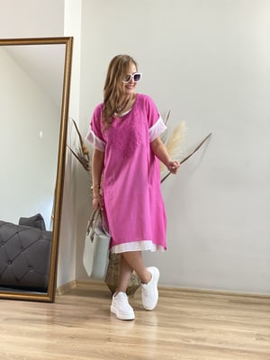 Pembe Beyaz Pamuk Elbise